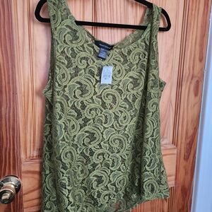 Ashley Stewart Green Lace Tank Top